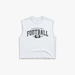(202) Varsity Football Raw Gym Cutoff in White/Vintage Black - Represent Football