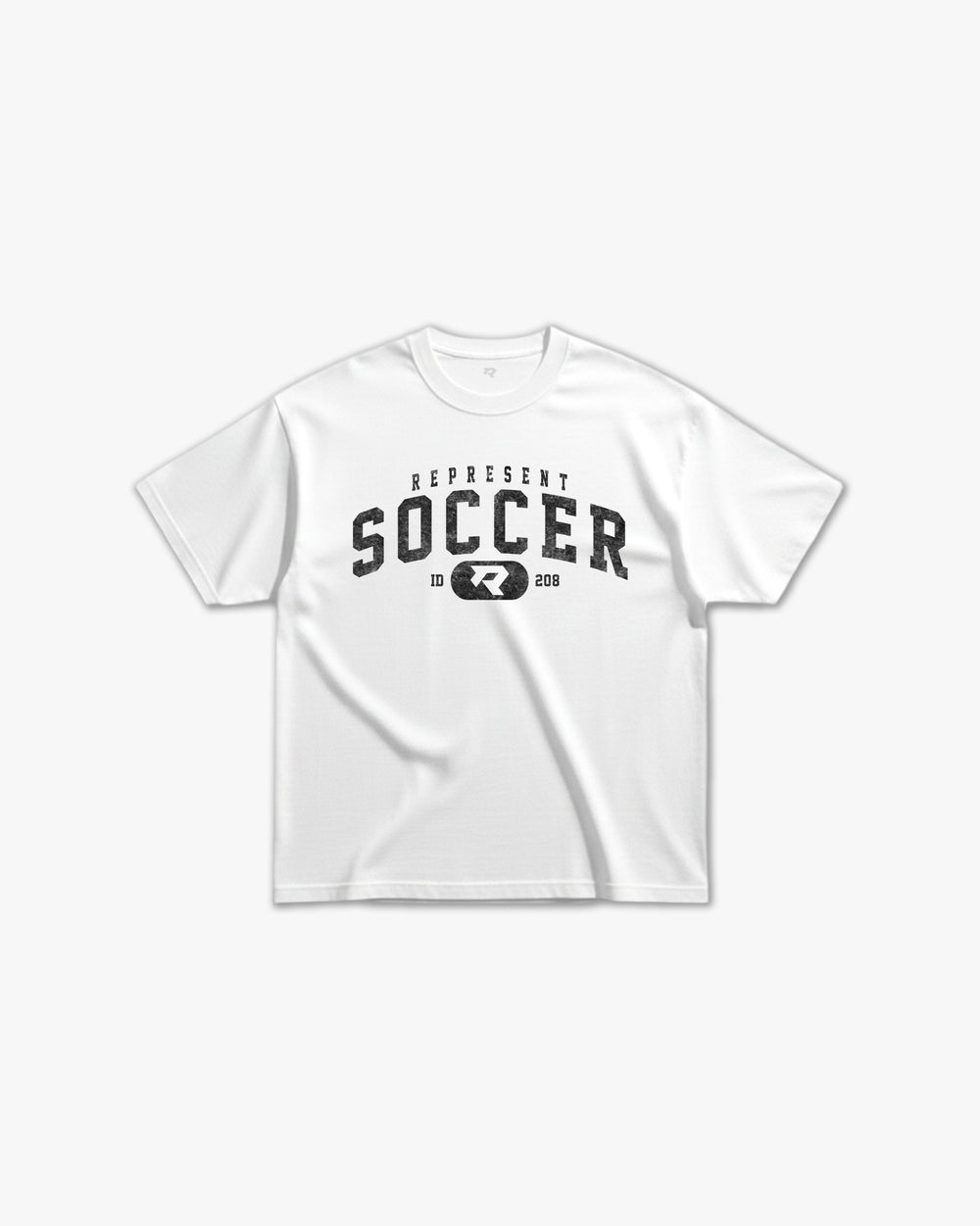 (208) Vintage Varsity Soccer Elite Tee in White/Faded Black - Represent Soccer