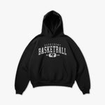 (220) Vintage Varsity Basketball Elite Hoodie in Black/Faded White - Represent Basketball
