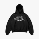 (220) Vintage Varsity Volleyball Elite Hoodie in Black/Faded White - Represent Volleyball