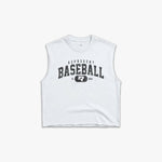 (224) Varsity Baseball Raw Gym Cutoff in White/Vintage Black - Represent Baseball