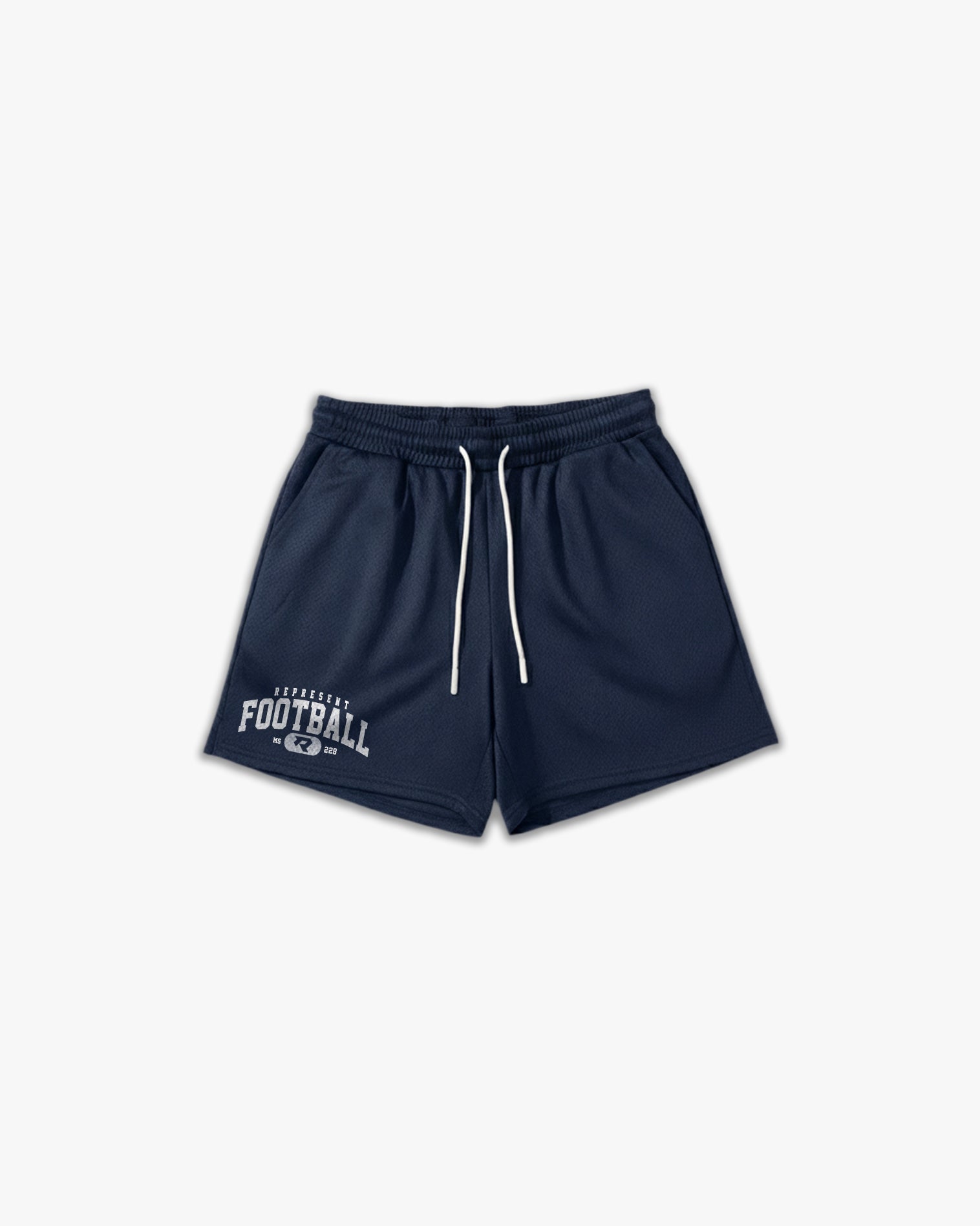 (228) Varsity Football 6" Pro-Mesh Short in Navy/White - Represent Football