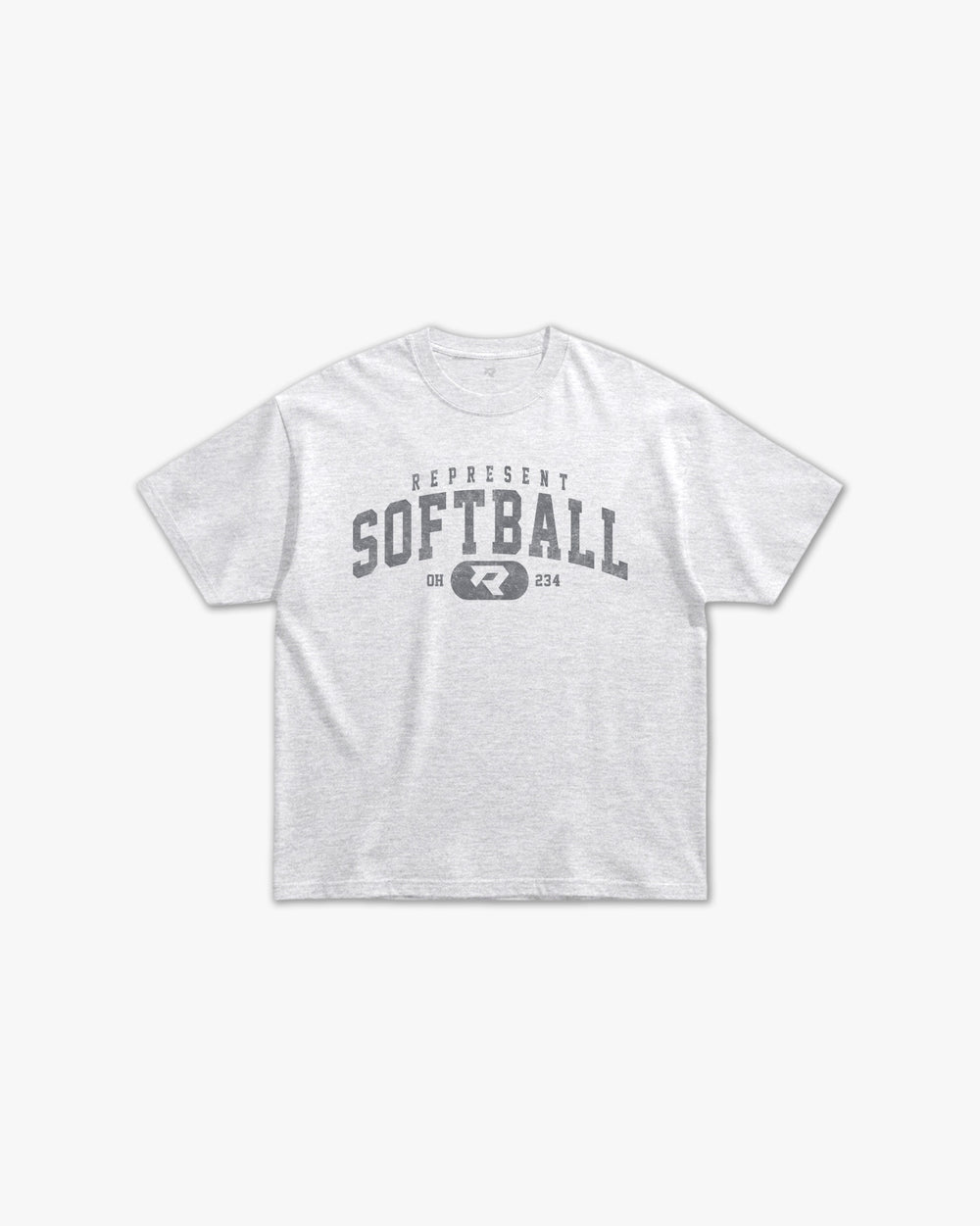 (234) Vintage Varsity Softball Elite Tee in Ash/Faded Storm - Represent Softball