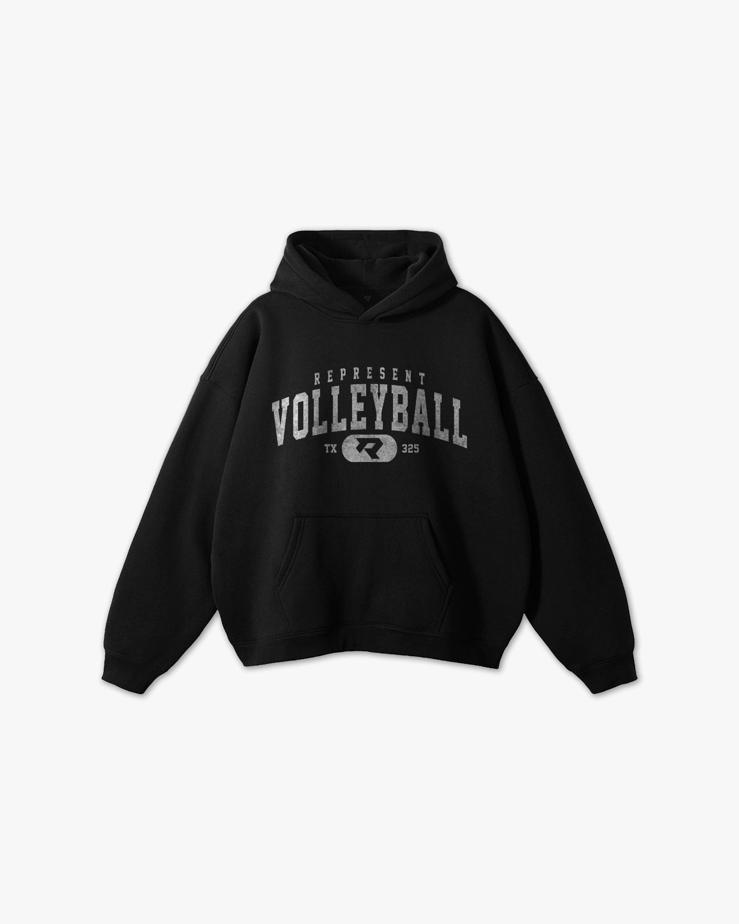 325 Vintage Varsity Volleyball Elite Box Hoodie Black Vintage White