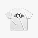 (331) Vintage Varsity Softball Elite Tee in White/Faded Black - Represent Softball