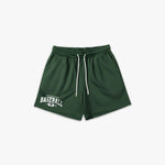 (353) Varsity Baseball 6" Pro-Mesh Short in Green/White - Represent Baseball