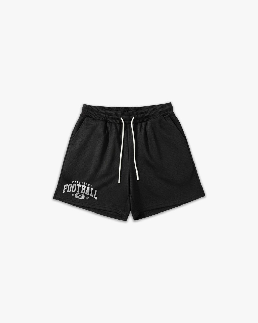(353) Varsity Football 6" Pro-Mesh Short in Black/White - Represent Football