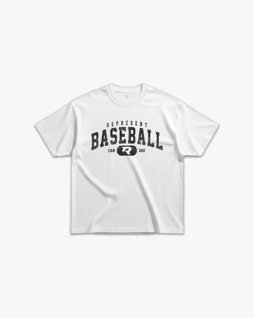 (382) Vintage Varsity Baseball Elite Tee in White/Faded Black - Represent Baseball
