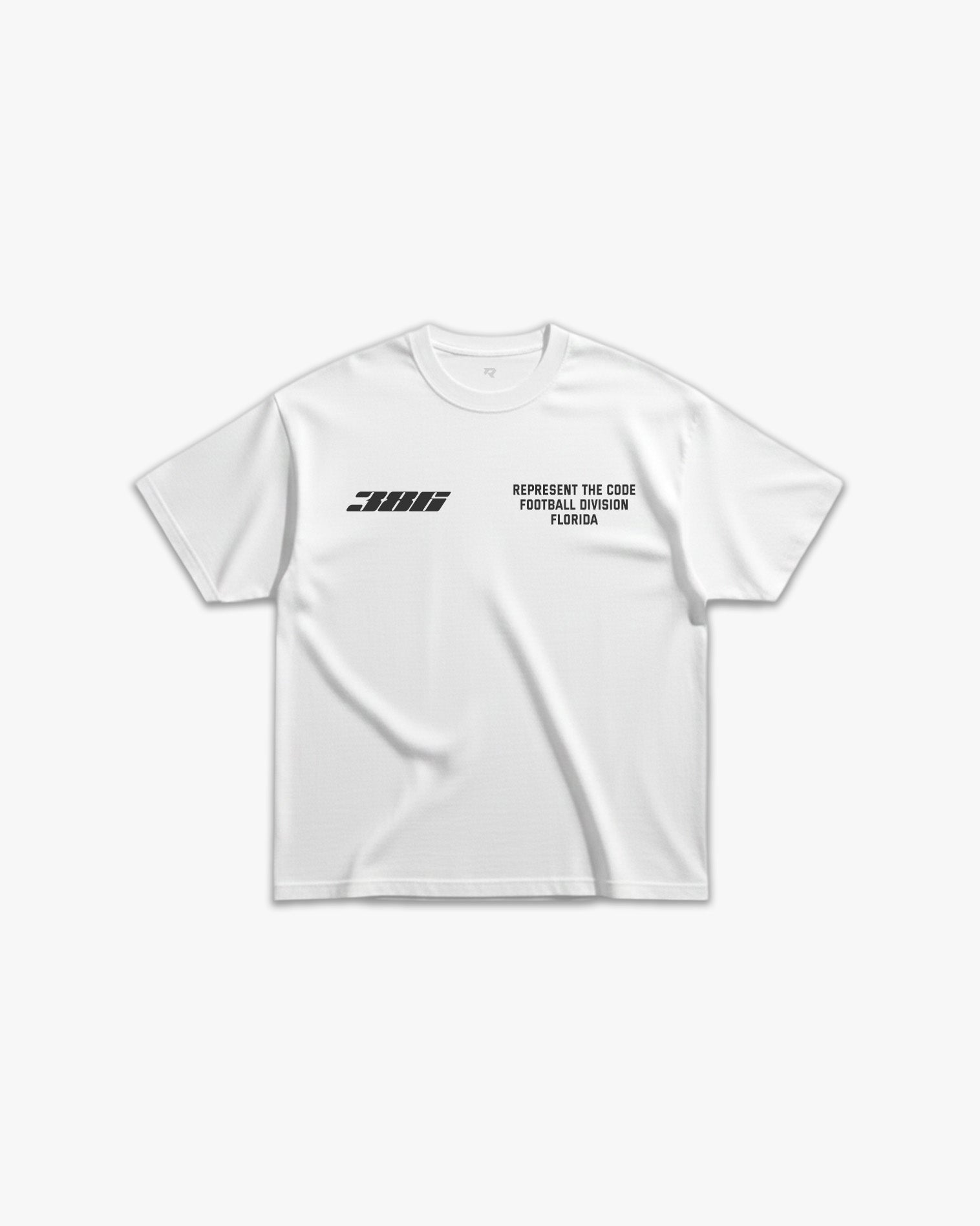 (386) X3M Football Elite Tee in White/Black - Represent Football
