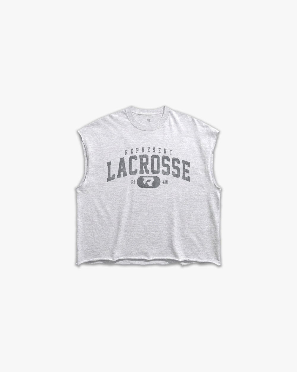 (401) Varsity Lacrosse Raw Gym Cutoff in Ash/Vintage Gray - Represent Lacrosse