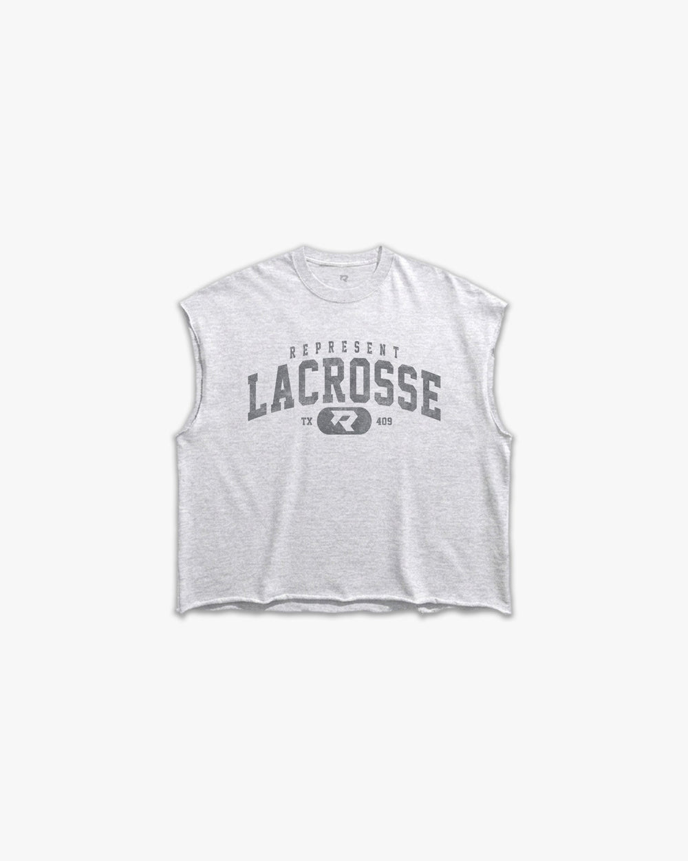 (409) Varsity Lacrosse Raw Gym Cutoff in Ash/Vintage Gray - Represent Lacrosse