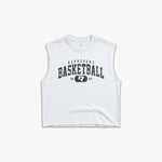 (413) Varsity Basketball Raw Gym Cutoff in White/Vintage Black - Represent Basketball
