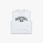 (415) Varsity Basketball Raw Gym Cutoff in White/Vintage Black - Represent Basketball