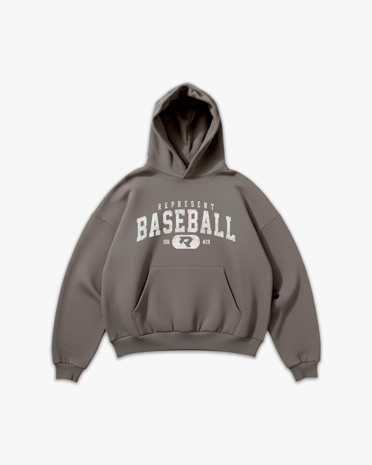 (419) Vintage Varsity Baseball Elite Hoodie in Stone/Faded White - Represent Baseball