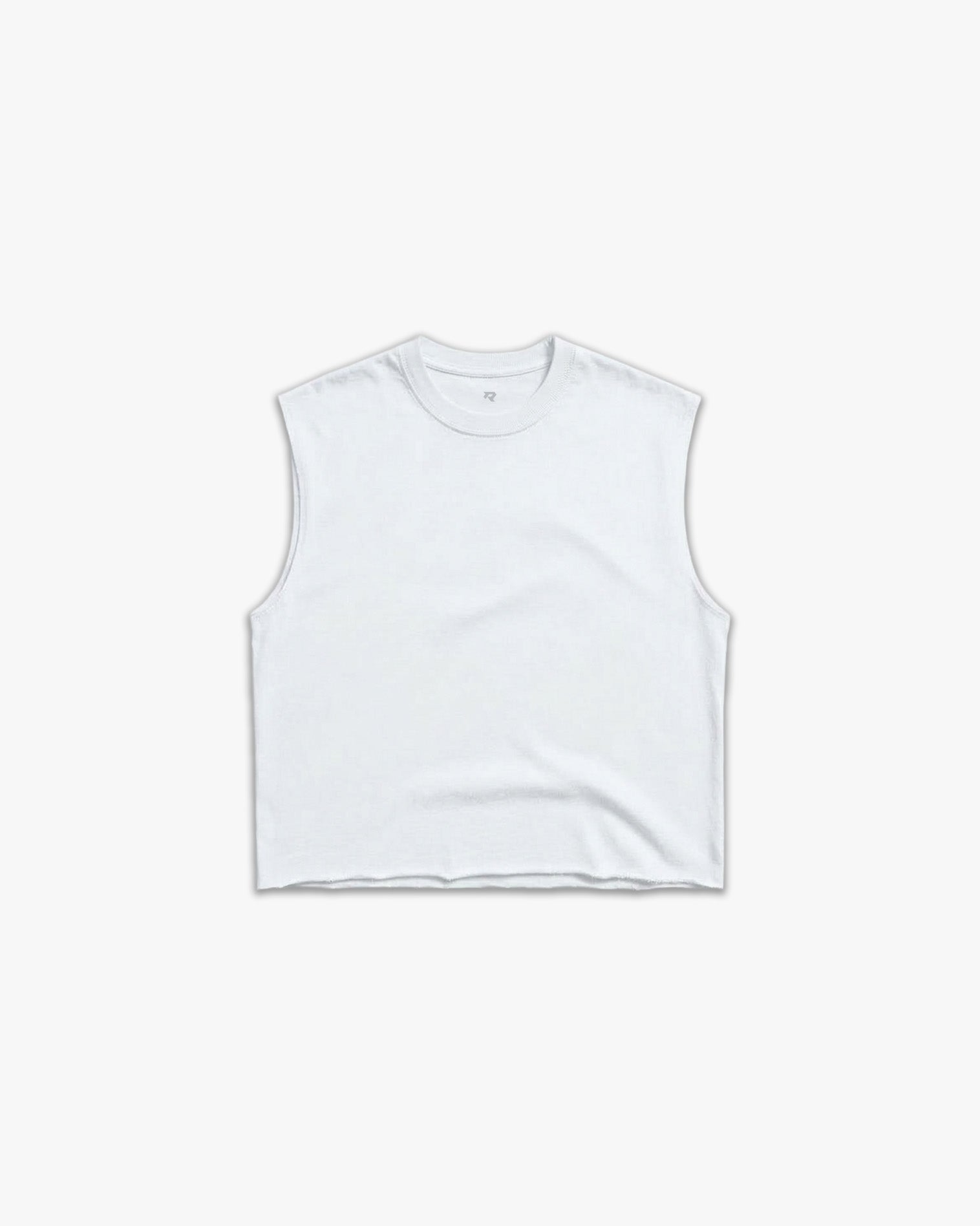(437) Varsity Lacrosse Raw Gym Cutoff in White/Vintage Black - Represent Lacrosse