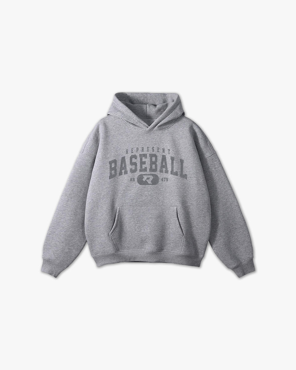 (479) Vintage Varsity Baseball Elite Box Hoodie in Heather/Vintage Gray - Represent Baseball