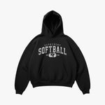 (541) Vintage Varsity Softball Elite Hoodie in Black/Faded White - Represent Softball