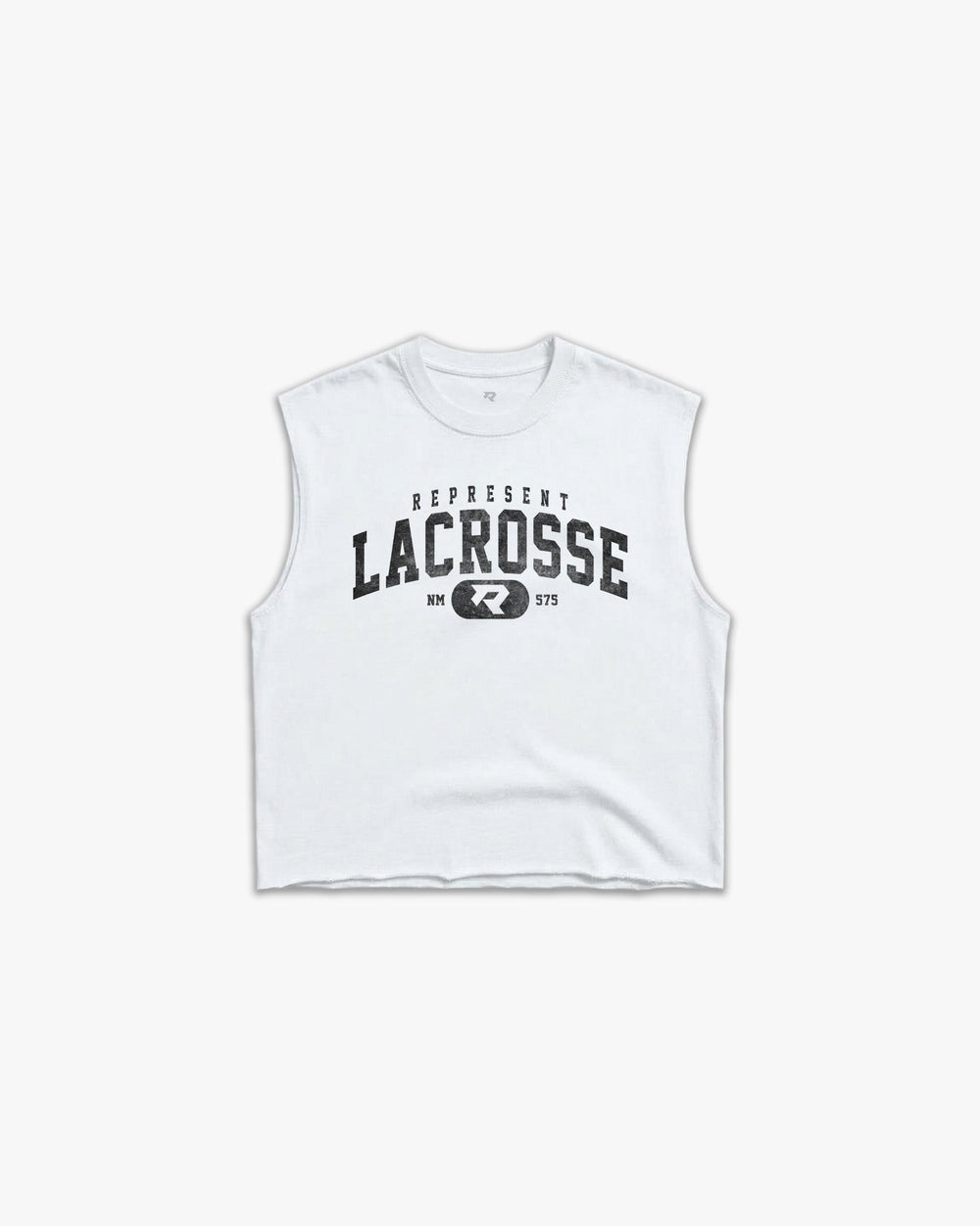 (575) Varsity Lacrosse Raw Gym Cutoff in White/Vintage Black - Represent Lacrosse