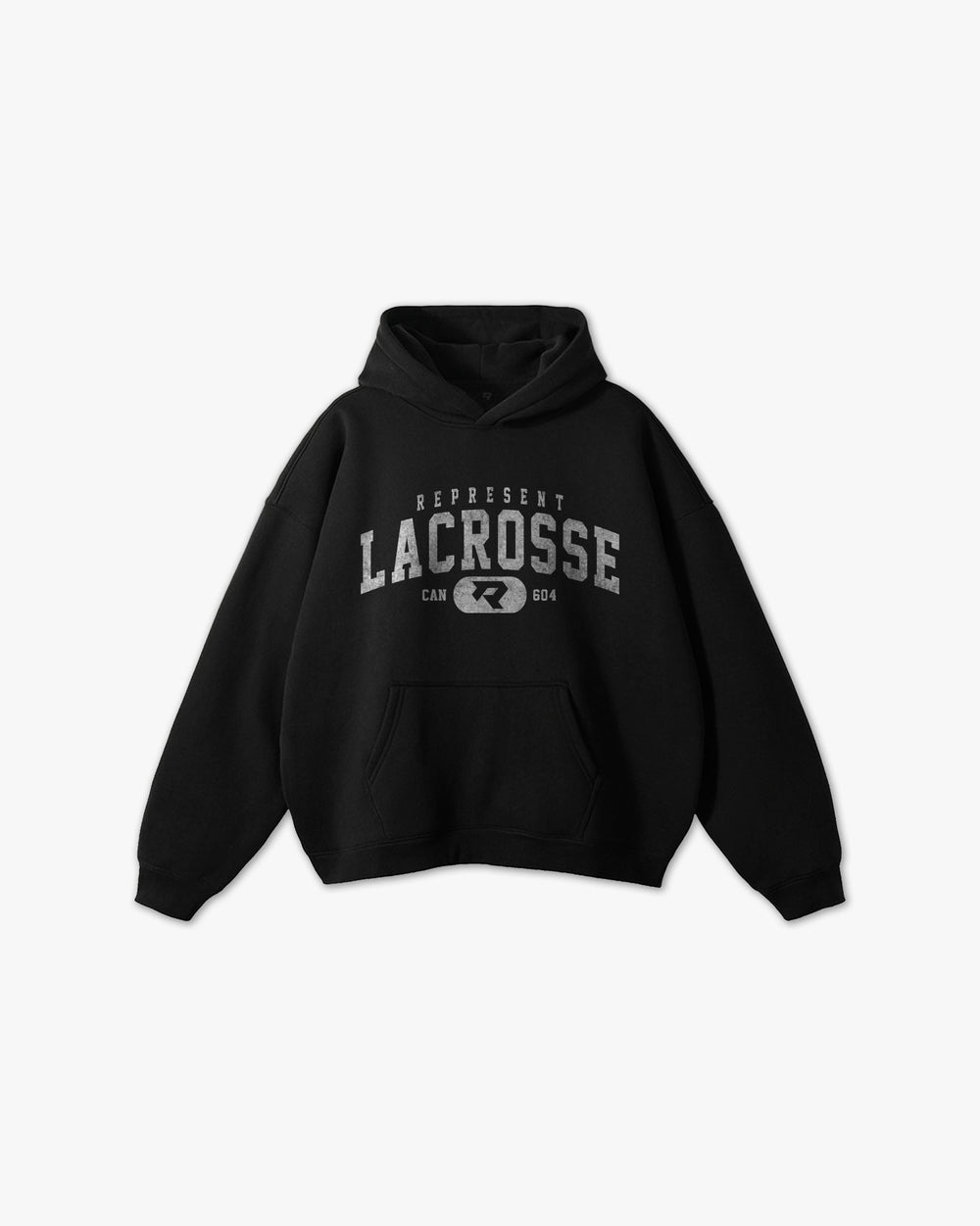 604 Vintage Varsity Lacrosse Elite Box Hoodie Black Vintage White