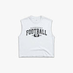 (610) Varsity Football Raw Gym Cutoff in White/Vintage Black - Represent Football
