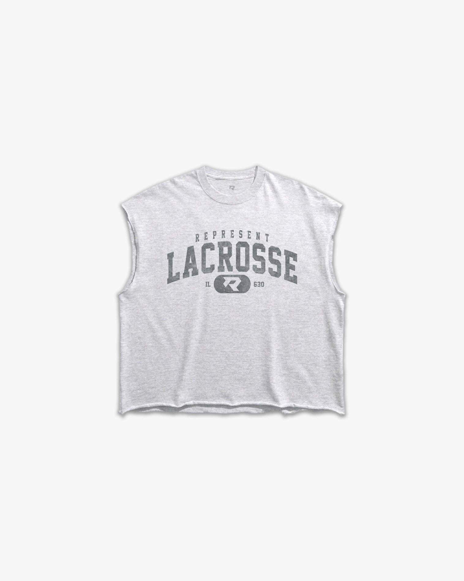 (630) Varsity Lacrosse Raw Gym Cutoff in Ash/Vintage Gray - Represent Lacrosse