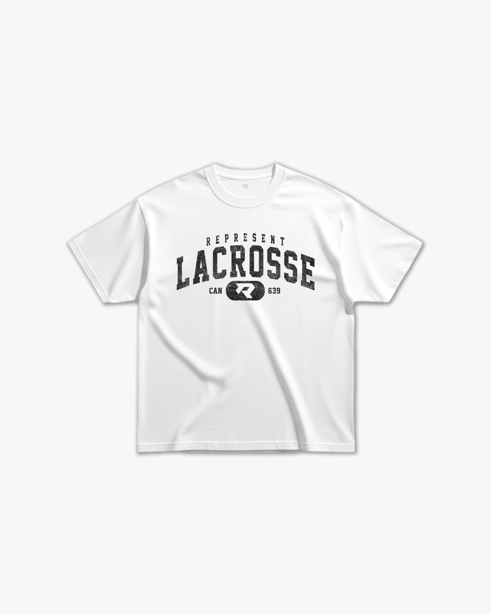 (639) Vintage Varsity Lacrosse Elite Tee in White/Faded Black - Represent Lacrosse