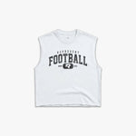 (671) Varsity Football Raw Gym Cutoff in White/Vintage Black - Represent Football