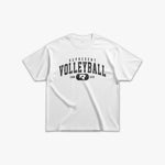 (672) Vintage Varsity Volleyball Elite Tee in White/Faded Black - Represent Volleyball