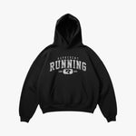 (683) Vintage Varsity Running Elite Hoodie in Black/Faded White - Represent Running