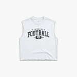 (689) Varsity Football Raw Gym Cutoff in White/Vintage Black - Represent Football