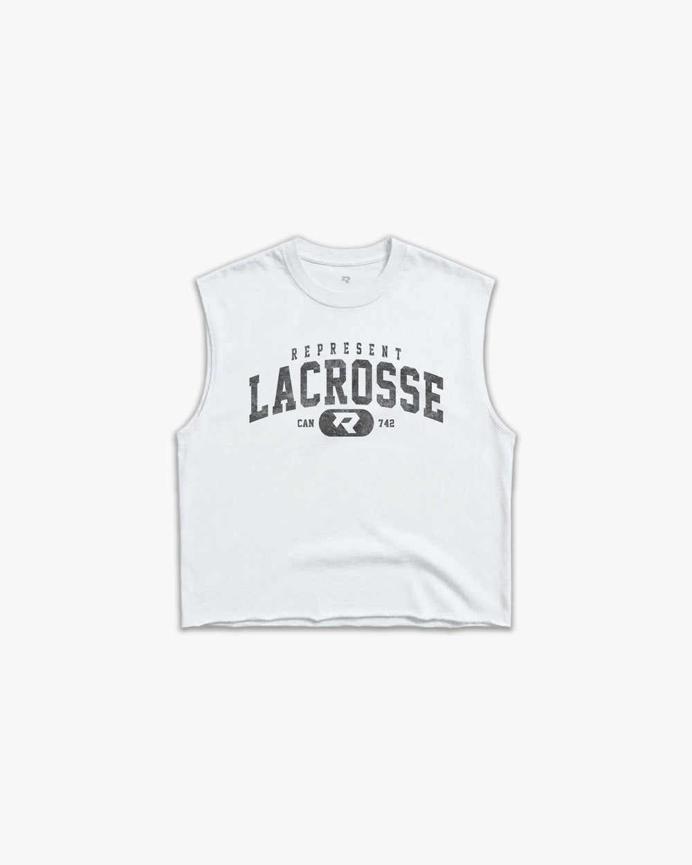 (742) Varsity Lacrosse Raw Gym Cutoff in White/Vintage Black - Represent Lacrosse