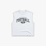 (753) Varsity Football Raw Gym Cutoff in White/Vintage Black - Represent Football