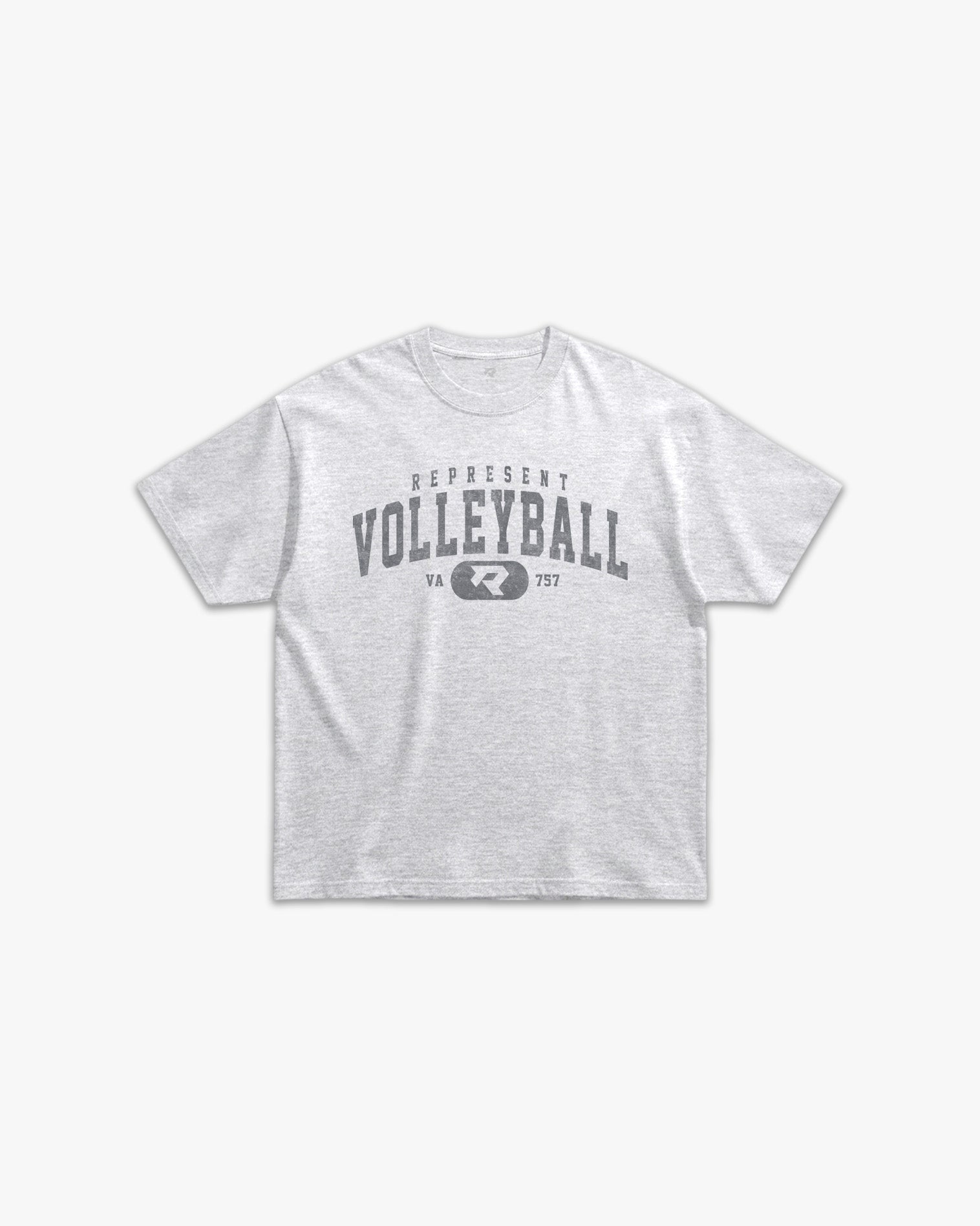 (757) Vintage Varsity Volleyball Elite Tee in Ash/Faded Storm - Represent Volleyball