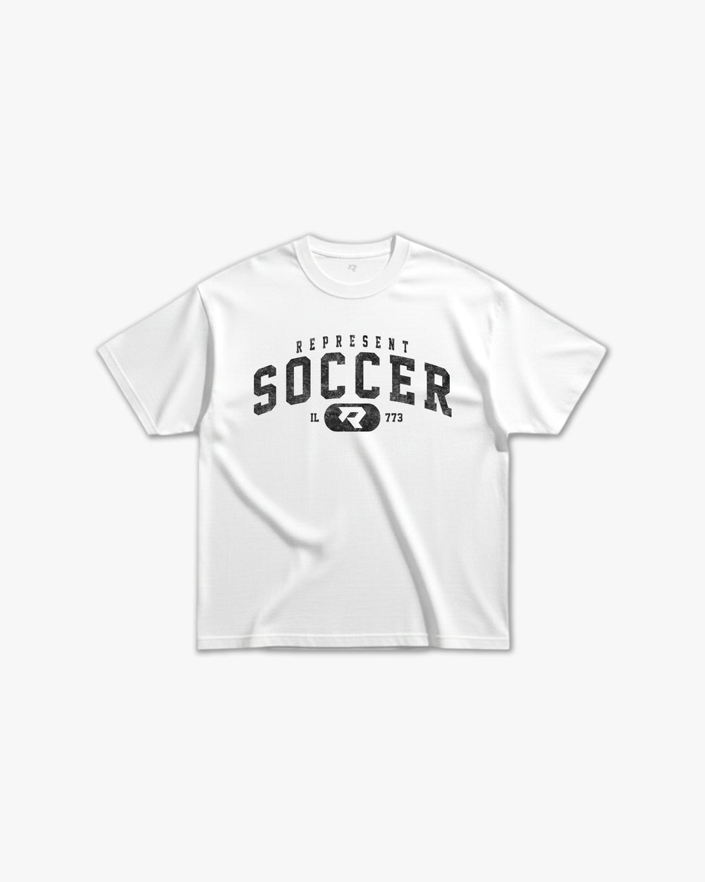 (773) Vintage Varsity Soccer Elite Tee in White/Faded Black - Represent Soccer