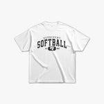 (805) Vintage Varsity Softball Elite Tee in White/Faded Black - Represent Softball