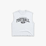 (806) Varsity Football Raw Gym Cutoff in White/Vintage Black - Represent Football
