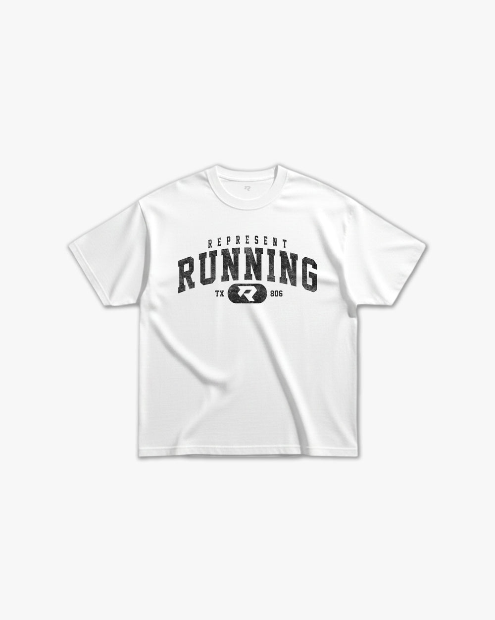 (806) Varsity Running Elite Tee in White/Vintage Black - Represent Running