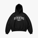 (808) Vintage Varsity Running Elite Hoodie in Black/Faded White - Represent Running