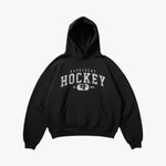 (864) Vintage Varsity Hockey Elite Hoodie in Black/Faded White - Represent Hockey