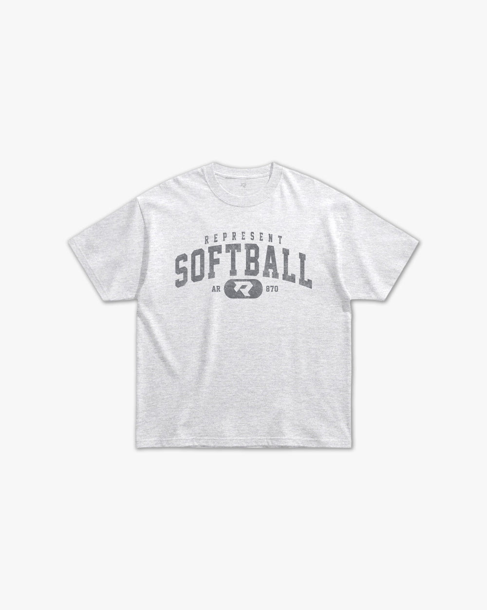 (870) Vintage Varsity Softball Elite Tee in Ash/Faded Storm - Represent Softball