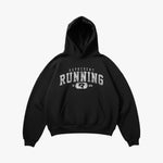 (986) Vintage Varsity Running Elite Hoodie in Black/Faded White - Represent Running