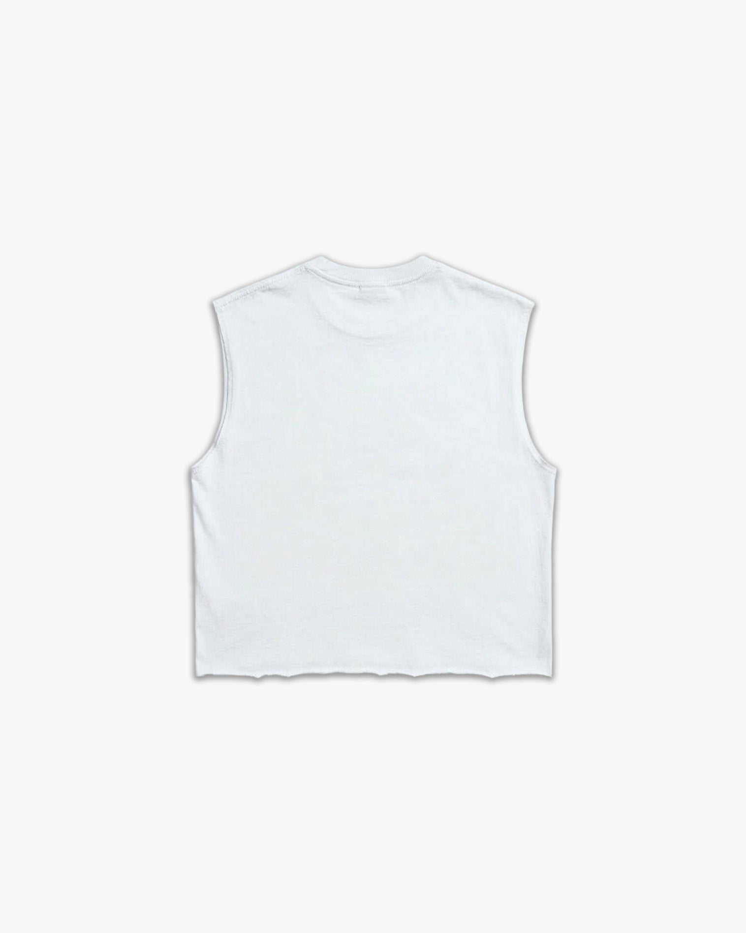 Varsity Raw Gym Cutoff Back in White/Vintage Black - Represent The Code